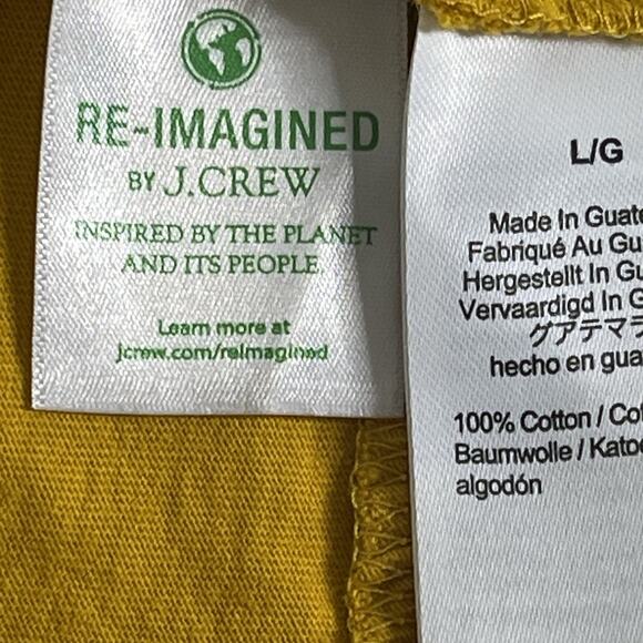 J. Crew Mini Dress Size L 100% Cotton Swingy Tiered Peasant Boho Mustard Yellow - Picture 9 of 10